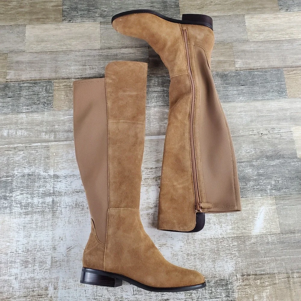Cole Haan Isabelle Womens Over-The-Knee Boots Sz 8.5 Brown Suede Side Zipper